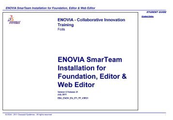 ENOVIA SmarTeam Installation for Foundation, Editor & Web Editor