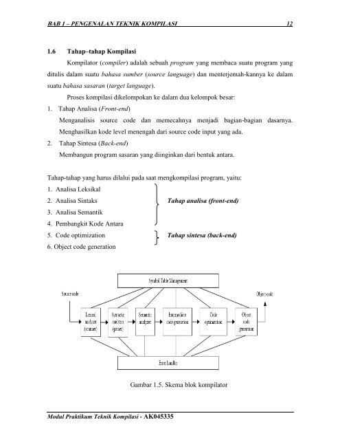 BAB I PENGENALAN TEKNIK KOMPILASI - iLab