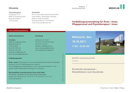 Weitere Informationen im Flyer (PDF-Download) - MediClin