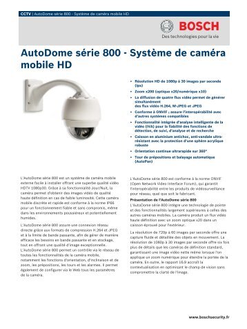 AutoDome sÃƒÂ©rie 800 - SystÃƒÂ¨me de camÃƒÂ©ra mobile HD - SERIE