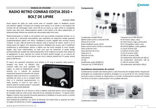 radio retro conrad ediÅ£ia 2010 + bolÅ£ de lipire - German Electronics