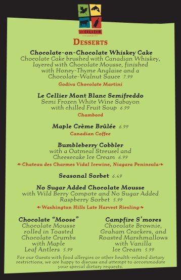 Dessert Menu - Kingdom Magic Vacations