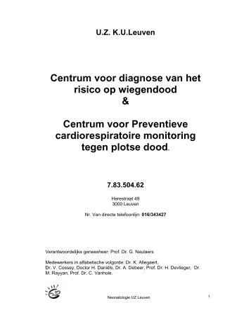 Centrum voor diagnose van het risico op wiegendood ... - UZ Leuven