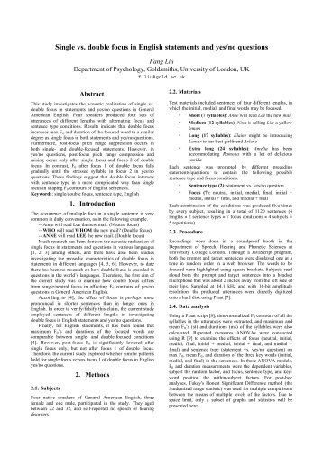 Single vs. double focus in English statements and yes/no questions