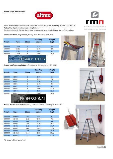 Altrex staps and ladders Altrex Heavy Duty &amp; Professional steps and ...