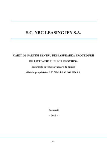 SC NBG LEASING IFN SA CAIET DE SARCINI PENTRU ...