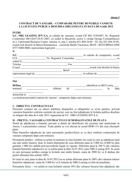 SC NBG LEASING IFN SA CAIET DE SARCINI PENTRU ...