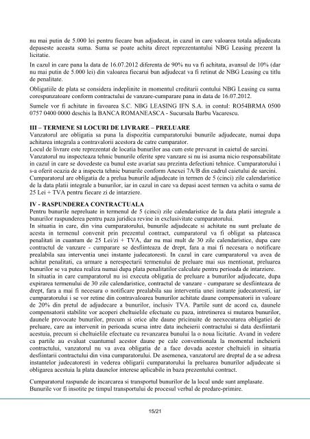 SC NBG LEASING IFN SA CAIET DE SARCINI PENTRU ...
