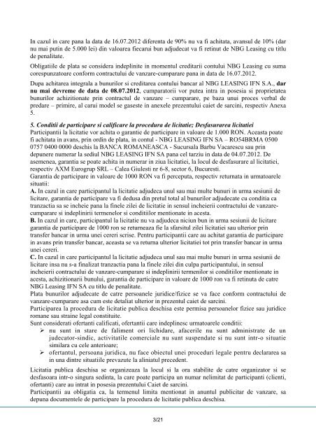 SC NBG LEASING IFN SA CAIET DE SARCINI PENTRU ...