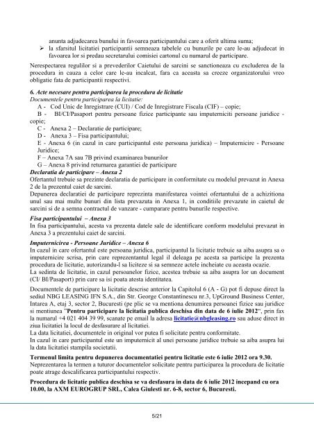 SC NBG LEASING IFN SA CAIET DE SARCINI PENTRU ...