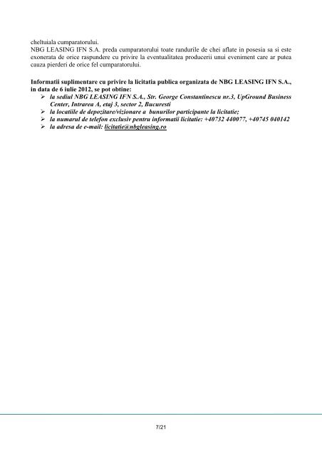 SC NBG LEASING IFN SA CAIET DE SARCINI PENTRU ...