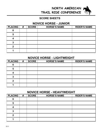 Score Sheets - North American Trail Ride Conference