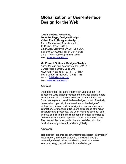 Globalization of User-Interface Design for the Web - Aaron Marcus ...
