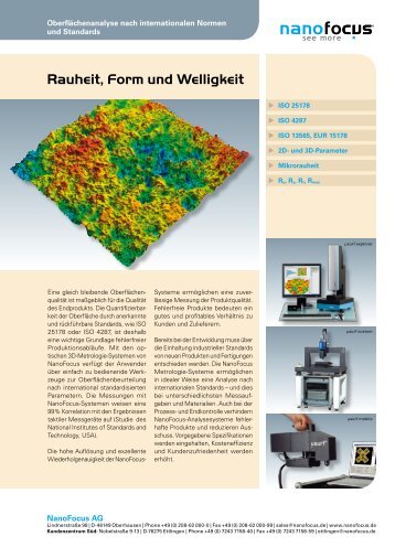 Rauheit, Form und Welligkeit - NanoFocus AG