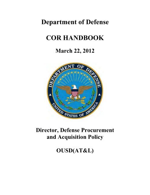 DoD COR Handbook - U. S. Army Training Support Center