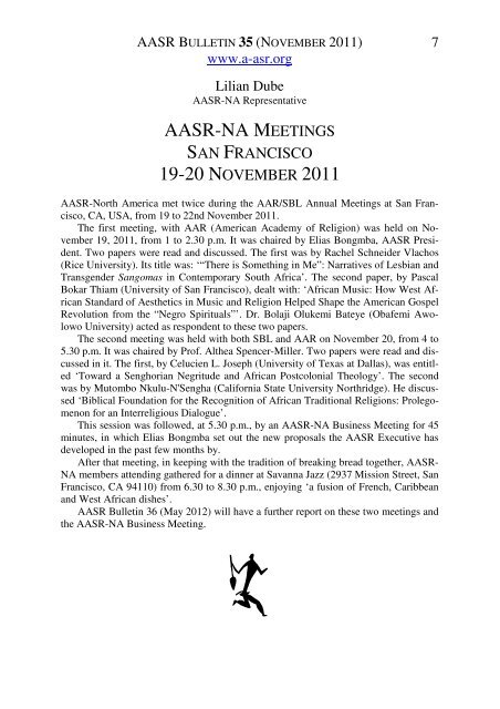 AASR Bulletin 35 - The African Association for the Study of Religions