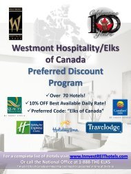 Westmont Hospitality/Elks of Canada Preferred Discount Program