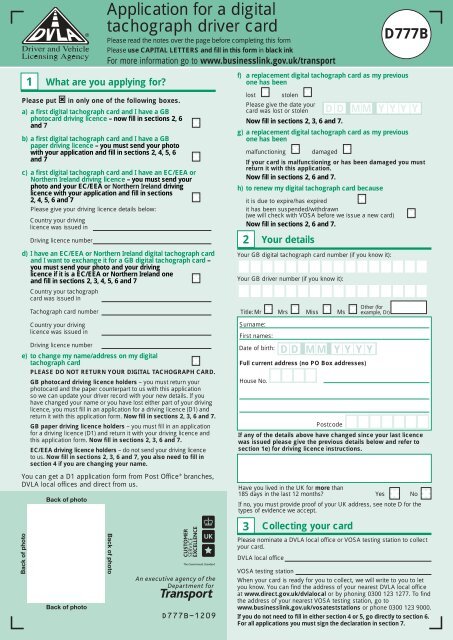 Application for a digital tachograph  driver card - Nationwide Driver ...