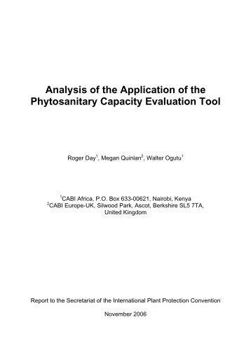 Analysis of the Application of the Phytosanitary Capacity Evaluation ...