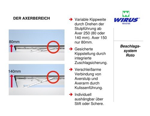 Beschlags- system Roto DER SCHLIESSZAPFEN V - AirZone