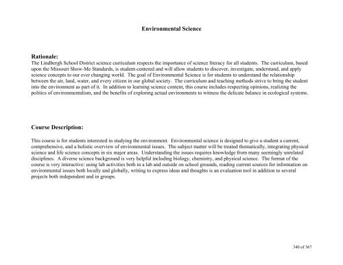 TABLE OF CONTENTS - Lindbergh School District