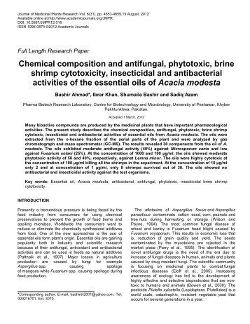 Chemical composition and antifungal ... - Academic Journals