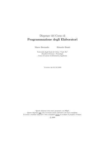 Dispense del Corso di Programmazione degli Elaboratori