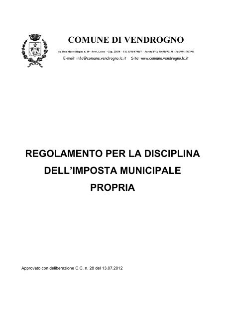 Regolamento IMU - Comune di Vendrogno