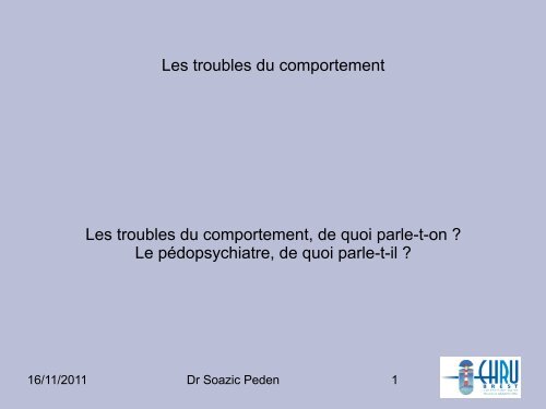 Les troubles du comportement
