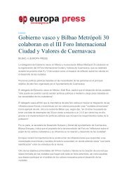 Gobierno vasco y Bilbao MetrÃ³poli 30 colaboran en ... - City & Values