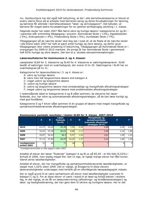 Kvalitetsrapport 2009 - Fredensborg Skole