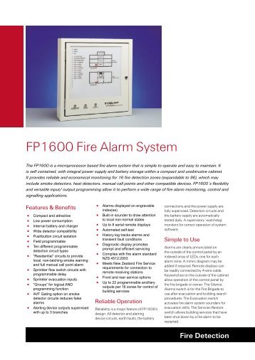 FP1600 Fire Alarm System brochure - Wormald New Zealand