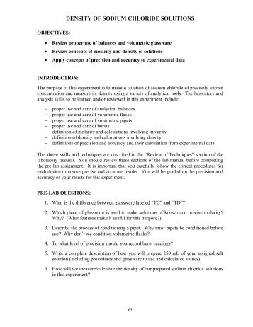 DENSITY OF SODIUM CHLORIDE SOLUTIONS