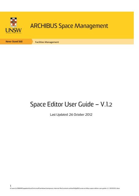 Space Editor User Guide - UNSW Facilities Management