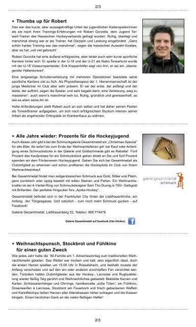 Bully Newsletter Dezember 2011 - zum SC Frankfurt 1880