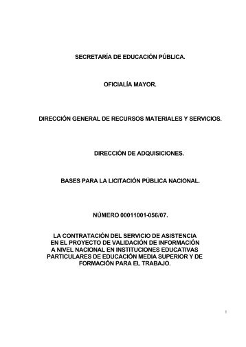 SecretarÃa De EducaciÃn PÃblica. OficialÃa Mayor - CompraSEP