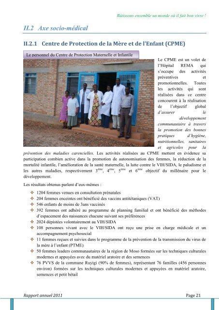 Rapport annuel 2011 - Un avenir pour les enfants au Burundi