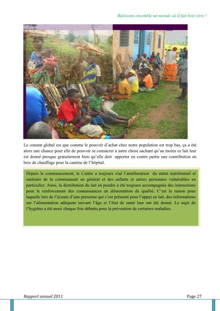 Rapport annuel 2011 - Un avenir pour les enfants au Burundi