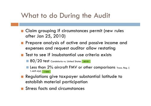 NBAA 2011 Tactics to Avoid and Survive an IRS Audit