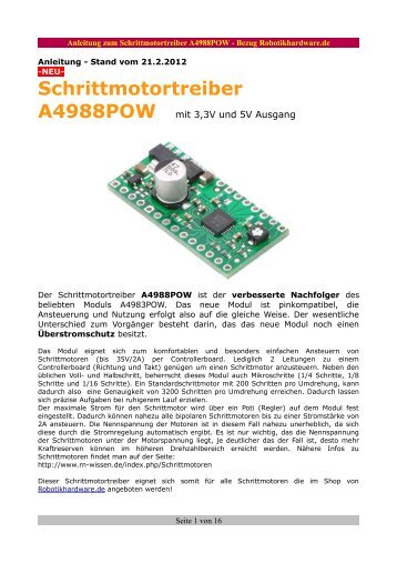 Schrittmotortreiber A4988POW - Robotikhardware.de
