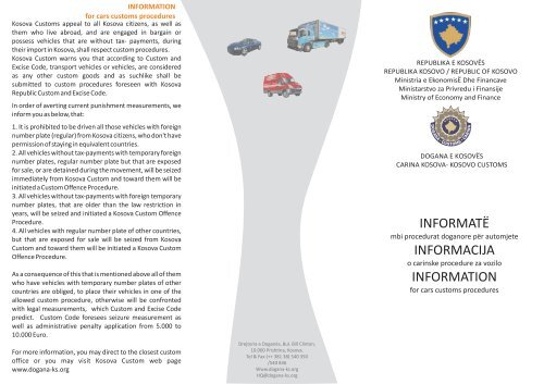 Informatë për automjete - Dogana e Kosovës