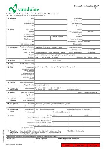 DÃ©claration d'accident LAA - Vaudoise Assurances