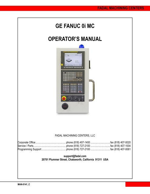 GE FANUC 0i MC OPERATOR'S MANUAL - Compumachine