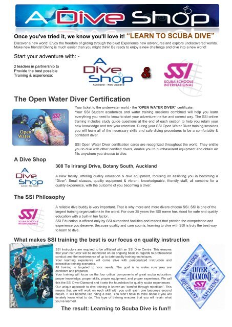 Open Water Dive Course (PDF)