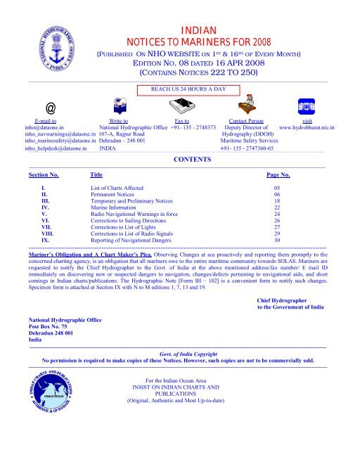 Edition 08 of 2008. - Indian Naval Hydrographic Department