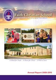 Annual Report 2009-2010 - Faith Christian School