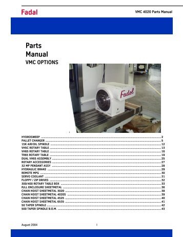 Fadal Parts Manual - Compumachine