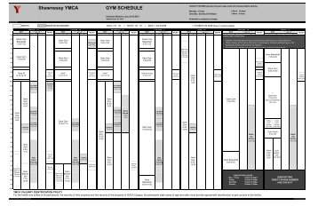 GYM SCHEDULE Shawnessy YMCA - YMCA Calgary