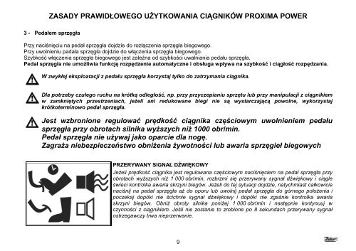 Podane zasady eksploatacji ciÄgnika Proxima Power sÅuÅ¼Ä do ...