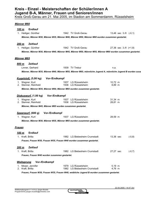 Ergebnisse (1. Tag) - Leichtathletikweb.de